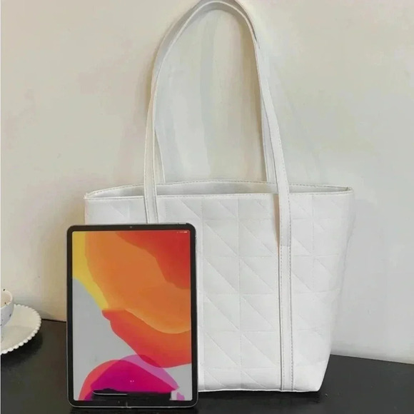⚠️Clearance Large Solid White Shoulder Tote Bag - Picture 6 of 8